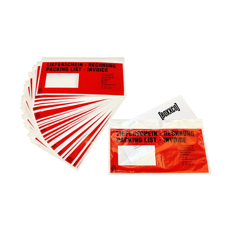Lieferscheintaschen selbstklebend mit Druck 235x130 mm (DIN lang)