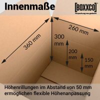 1-wellige Faltkartons 360x260x100-300 mm