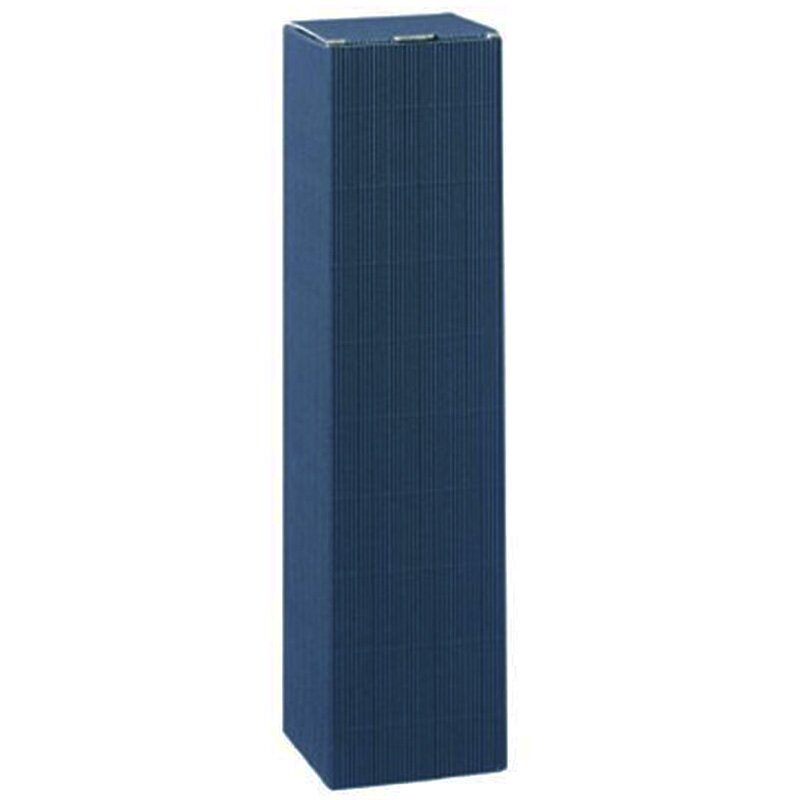 Flaschen-Faltschachteln Wellenstruktur Dunkelblau | 1 Wein-/Sektflasche | 90x90x365 mm