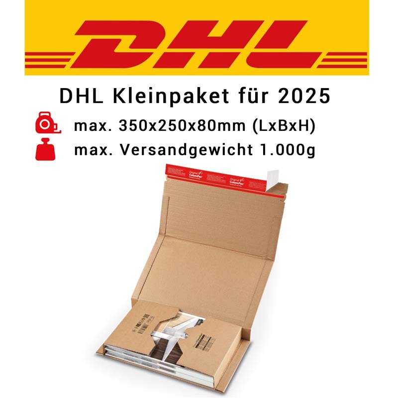 DHL Kleinpakete Buchversandverpackungen mit SK-Streifen 350x250x80 mm (Außenmaß)