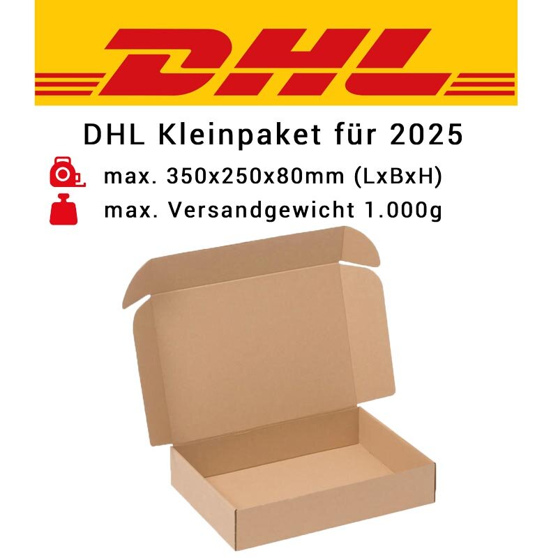 DHL Kleinpakete Faltschachteln 350x250x80 mm (Außenmaß)