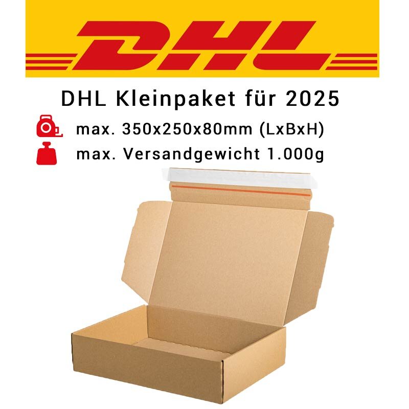 DHL small parcels with self-adhesive strips 350x250x80 mm (external dimensions)