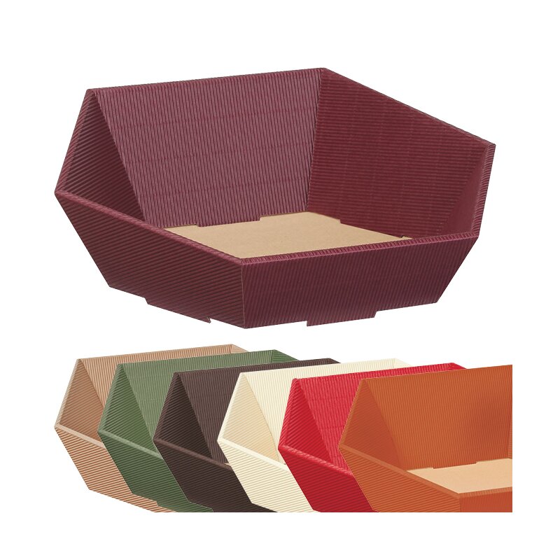 Präsentkörbe Wellenstruktur Sechseck mini | Natur | 200 x 168 x 85 mm