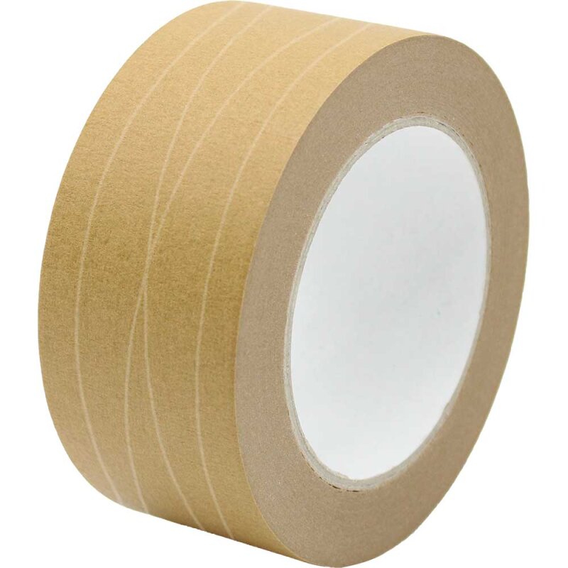 Kunststofffadenverstärkte Papier-Klebebänder - starke Klebkraft | 50 mmx50 lfm | braun