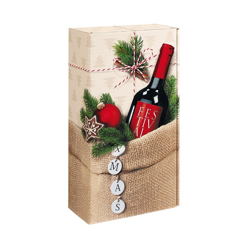 Präsentkartons XMAS | 3 Wein-/Sektflaschen | 250x95x360 mm