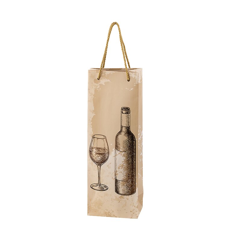 Tragetaschen Weinstunde | 1 Wein-/Sektflasche | 125x90x360 mm