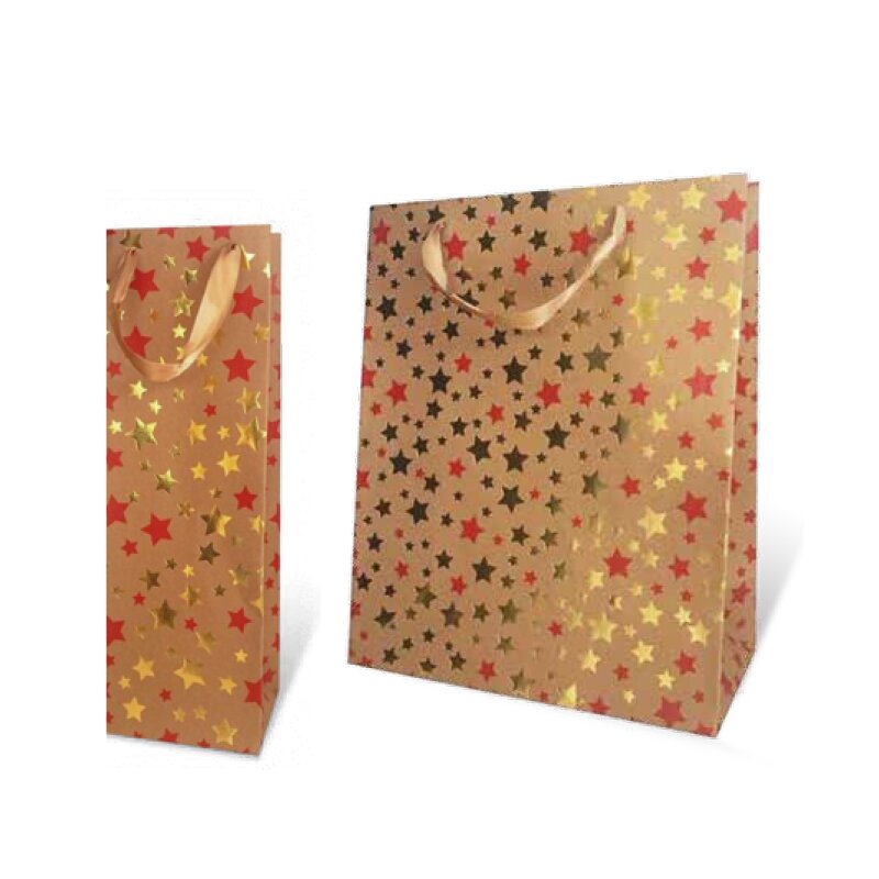 Carrier bags star time red/gold | 265x135x325 mm