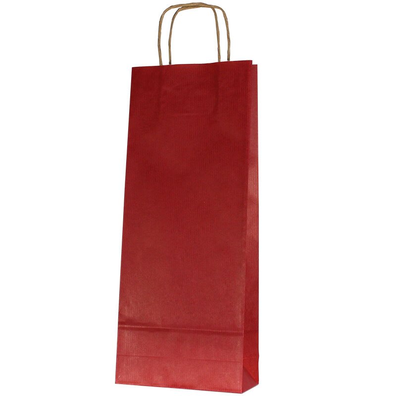 Kraft paper carrier bags red | 2 wine/sparkling wine bottle | 160x70x390 mm