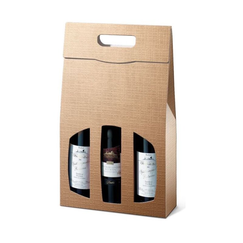 Tragekartons Struktura VITA Royal Metallic | 3 Wein-/Sektflaschen | 270x90x365 mm