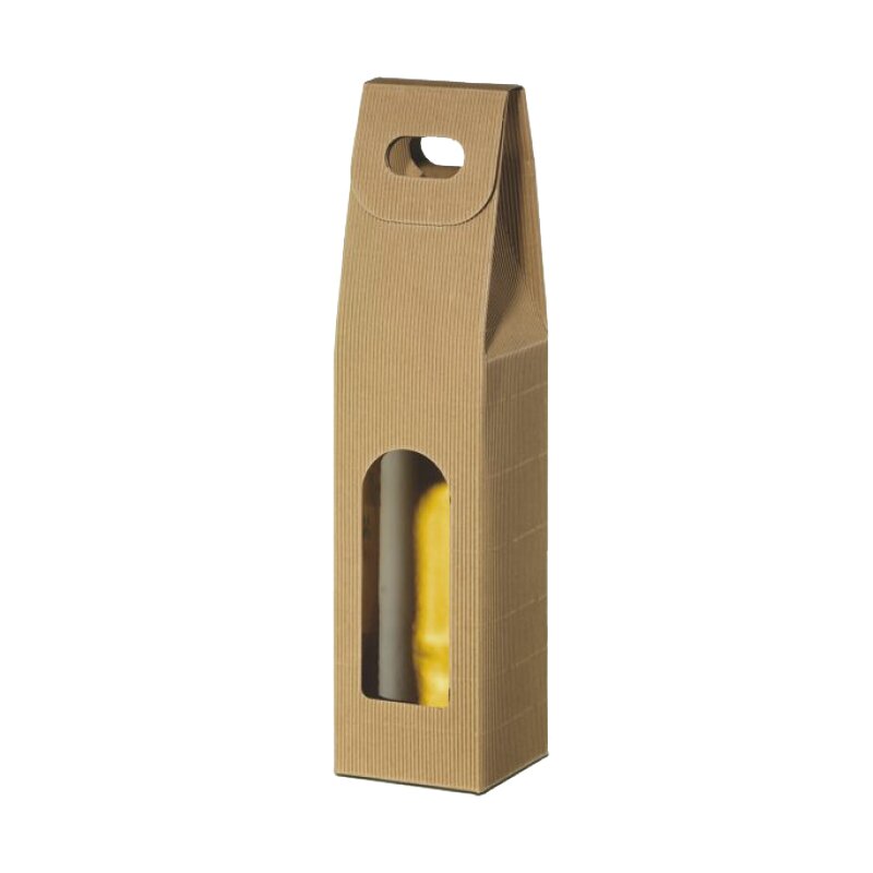Carrying boxes wave structure nature | 1 wine/champagne bottle| 90x90x340 mm