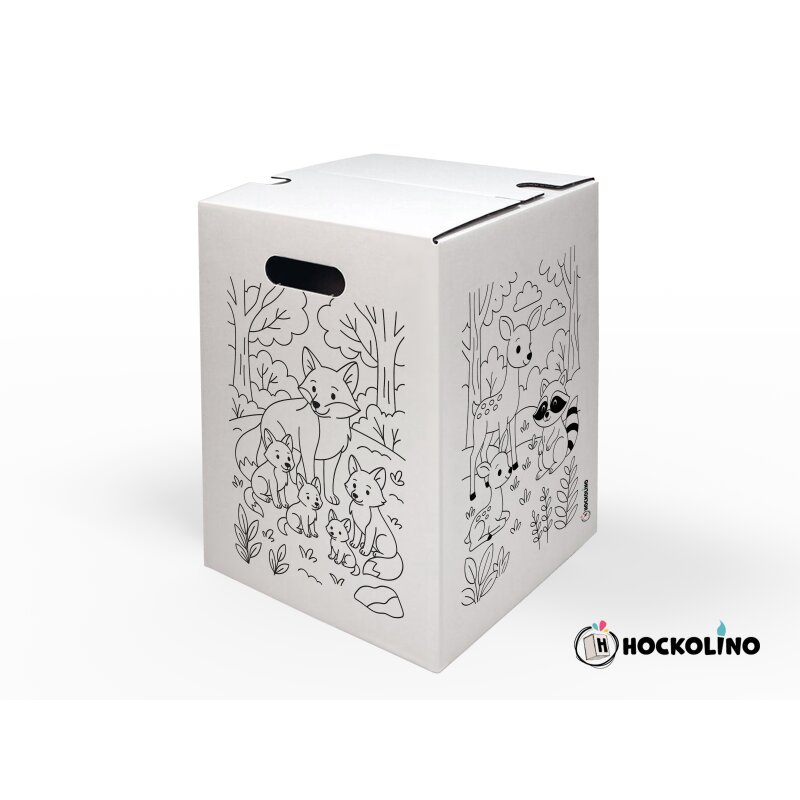 Hockolino | DIY-Ausmal-Papphocker | Waldtiere | 300x300x420 mm