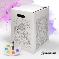 Hockolino | DIY-Ausmal-Papphocker | Einhörner | 300x300x420 mm