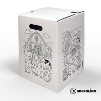 Hockolino | DIY-Ausmal-Papphocker | Bauernhof | 300x300x420 mm
