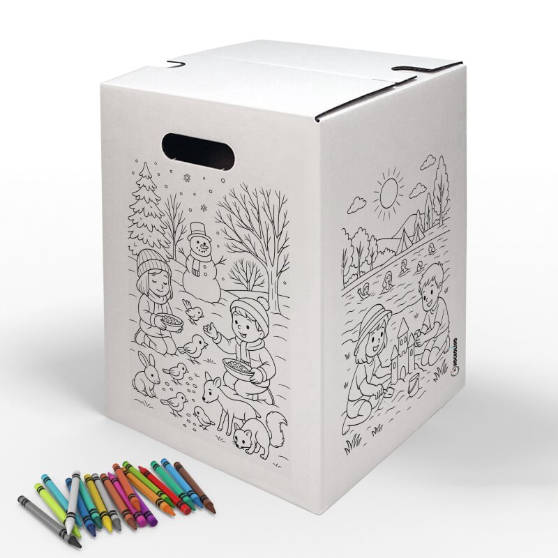 Hockolino | DIY-Ausmal-Papphocker | 4 Jahreszeiten | 300x300x420 mm