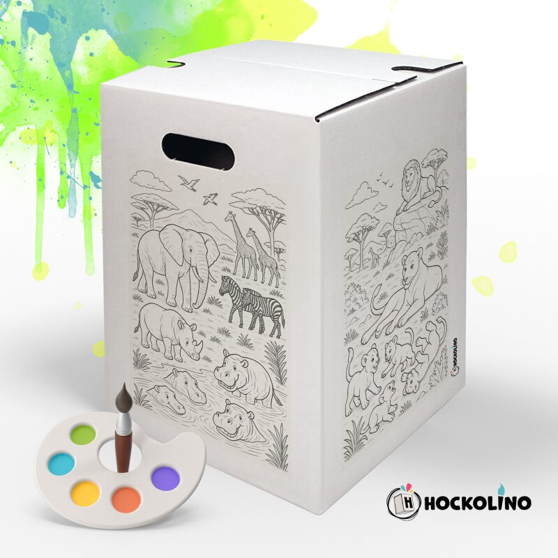 Hockolino | DIY Coloring Cardboard Stool | Safari | 300x300x420 mm