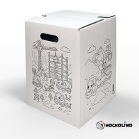 Hockolino | DIY-Ausmal-Papphocker | Baustelle | 300x300x420 mm