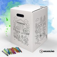Hockolino | DIY-Ausmal-Papphocker | Baustelle | 300x300x420 mm