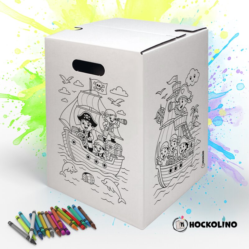 Hockolino | DIY-Ausmal-Papphocker | Piraten | 300x300x420 mm