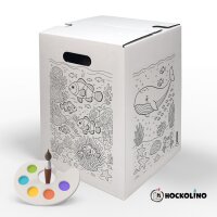 Hockolino | DIY-Ausmal-Papphocker | Unterwasserwelt | 300x300x420 mm