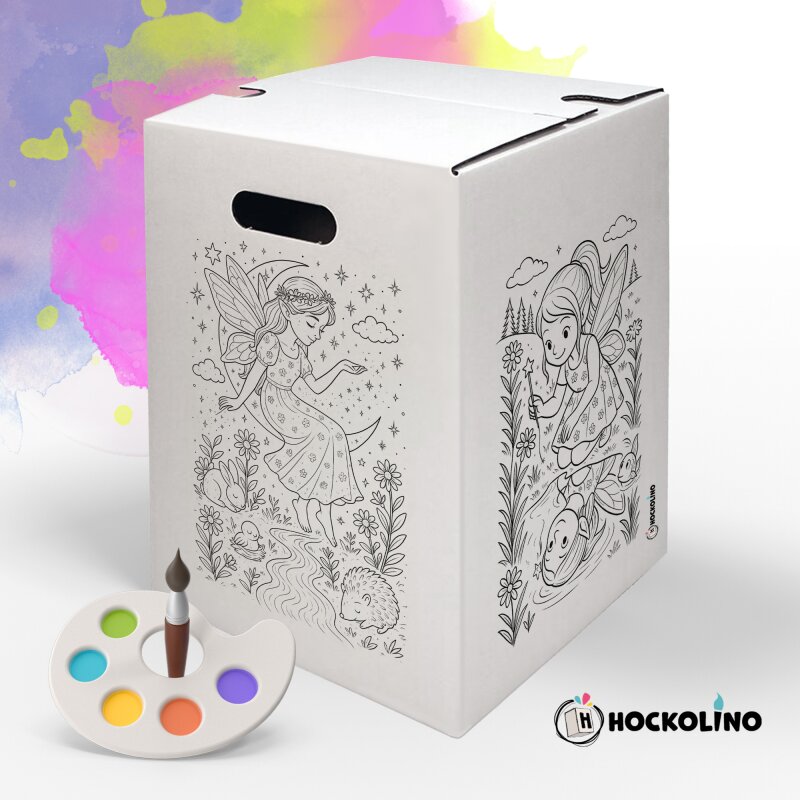 Hockolino | DIY-Ausmal-Papphocker | Magische Feen | 300x300x420 mm