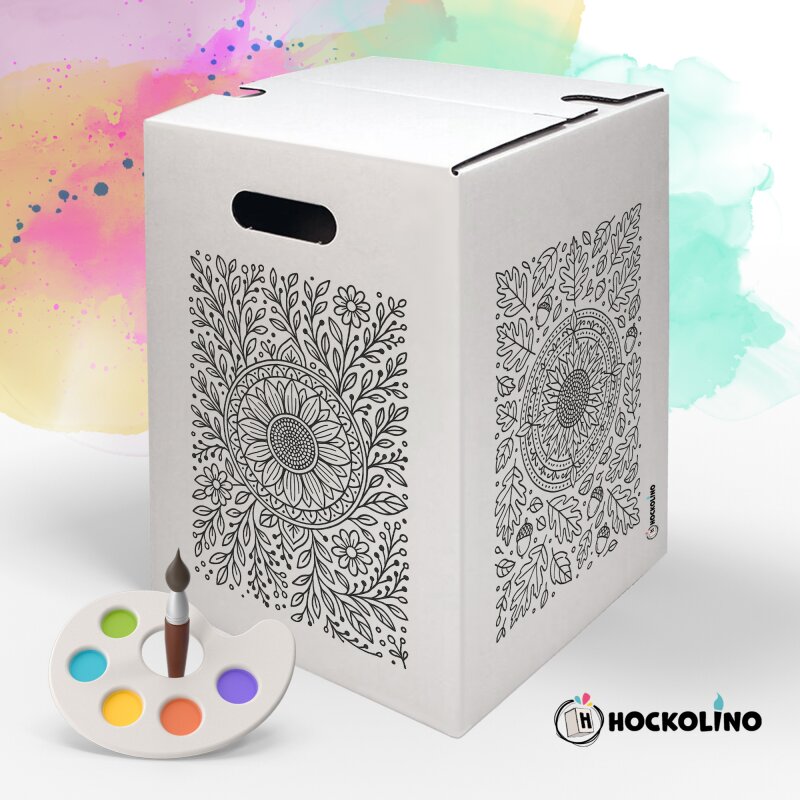 Hockolino | DIY Coloring Cardboard Stool | Mandala 4 Seasons | 300x300x420 mm