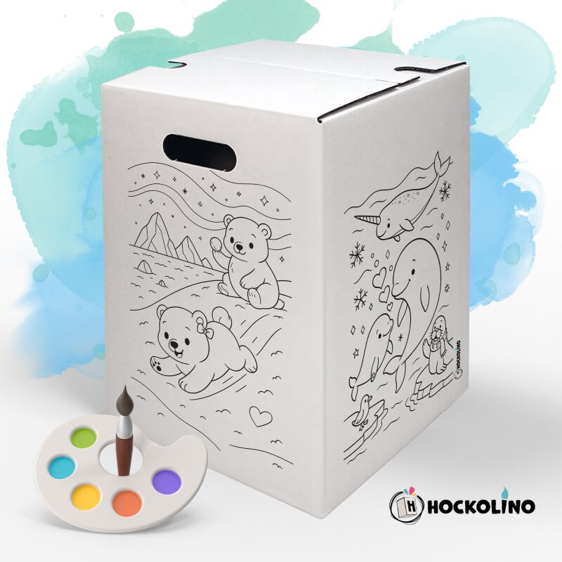 Hockolino | DIY Coloring Cardboard Stool | Polar World | 300x300x420 mm