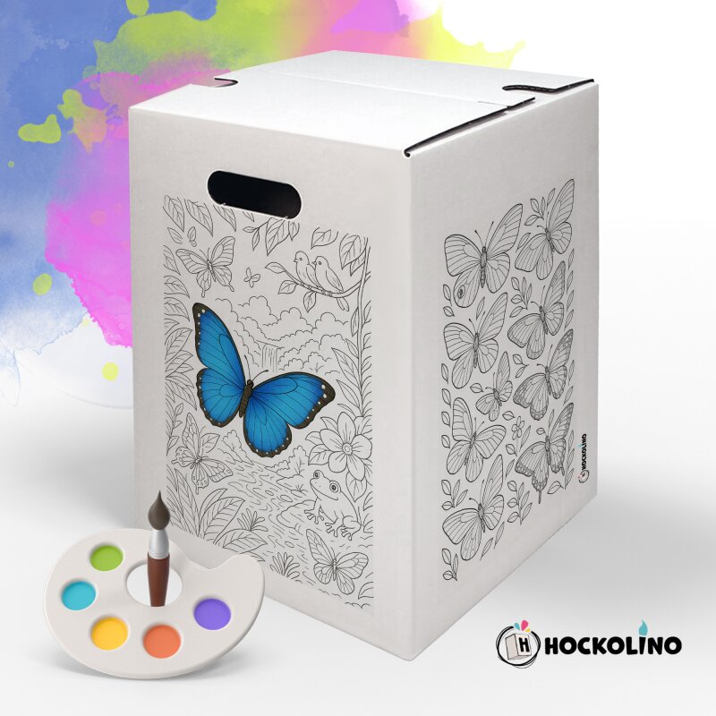 Hockolino | DIY Coloring Cardboard Stool | Butterflies | 300x300x420 mm