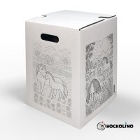 Hockolino | DIY-Ausmal-Papphocker | Pferde | 300x300x420 mm