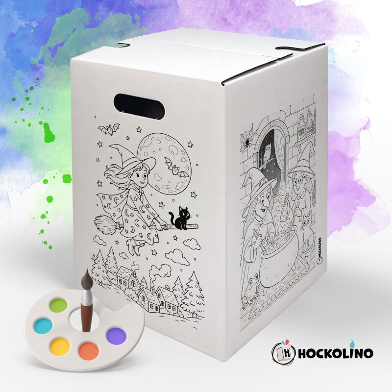 Hockolino | DIY-Ausmal-Papphocker | Hexen 300x300x420 mm