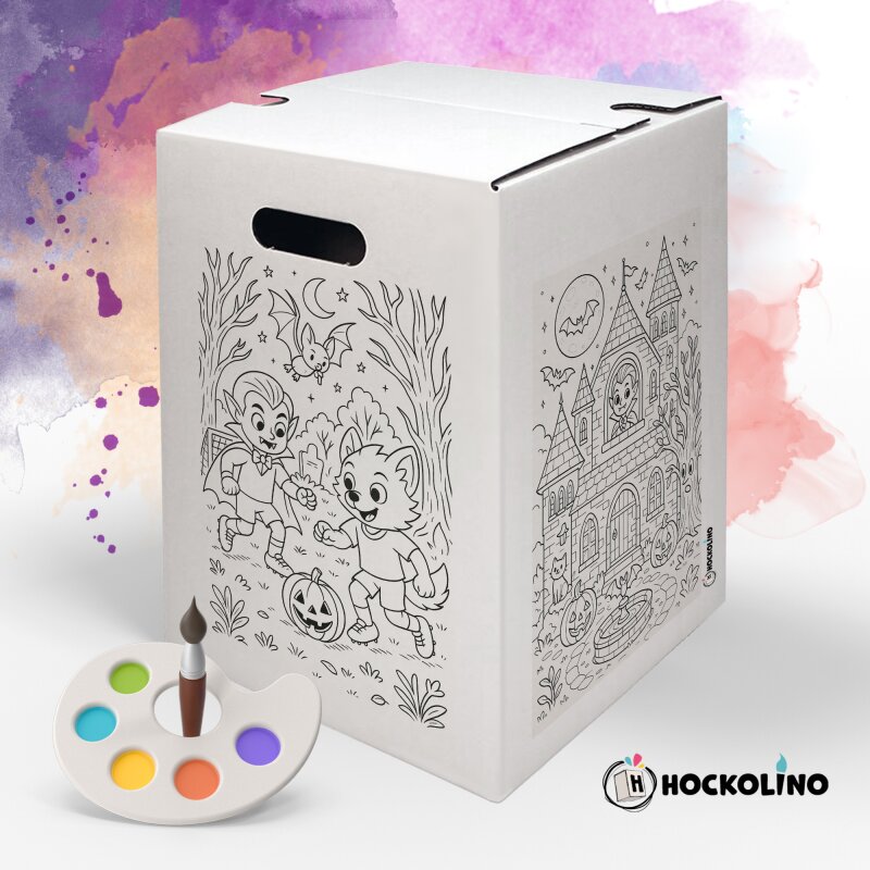 Hockolino | DIY-Ausmal-Papphocker | Vampire & Werwölfe 300x300x420 mm
