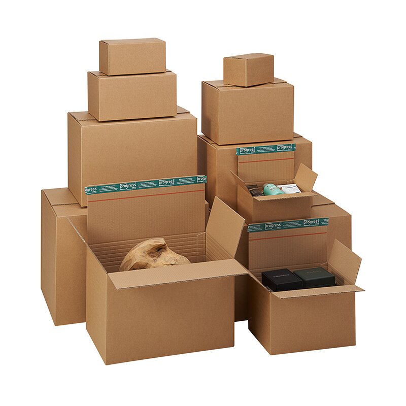 Versandkartons mit Höhenriller 590x390x265-400 mm