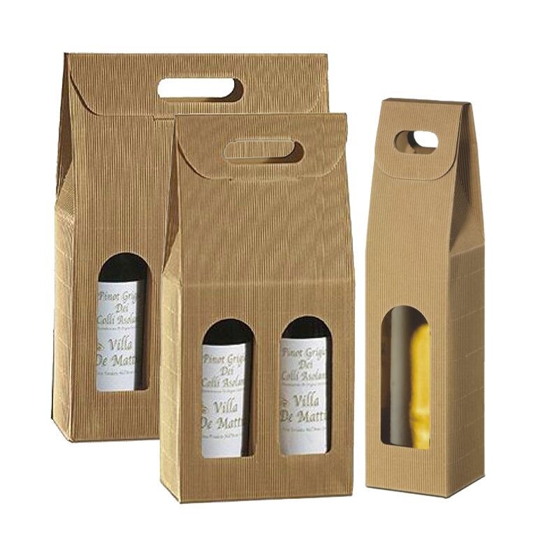 Tragekartons Welle | 4er Wein/Sekt | Natur