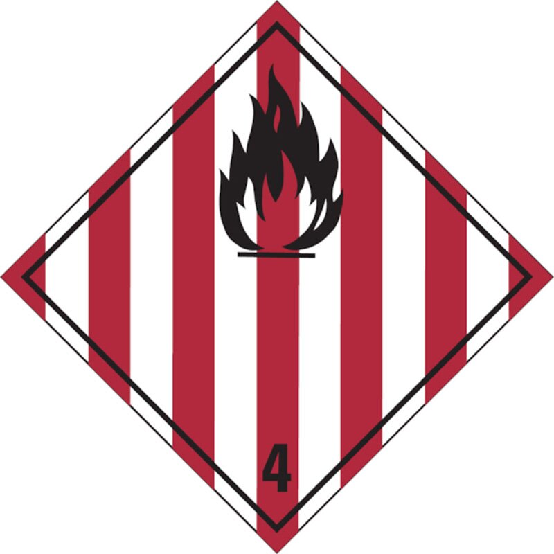 Gefahrgutetiketten | Stück Kl. 4 | Entzündbare feste Stoffe, 300 mm