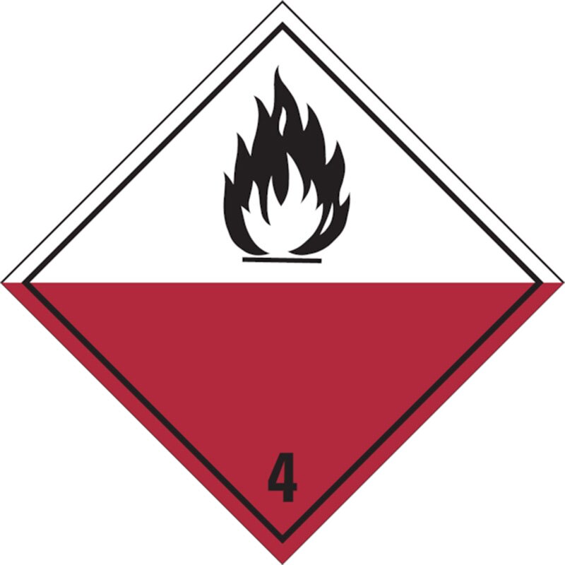 Gefahrgutetiketten | Stück Kl. 4 | Entzündliche Feststoffe (wasseraktiv), 300 mm