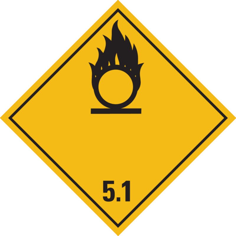 Gefahrgutetiketten | Stück Kl. 5.1 | Entzündend (oxidierend) wirkende Stoffe, 150 mm