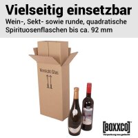 BOXXwell Flaschenversandkartons | 2 Flaschen 0,75 - 1 L | 202x102x380 mm