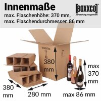 BOXXwell Flaschenversandkartons | 9 Flaschen 0,75 - 1 L | 310x285x380 mm